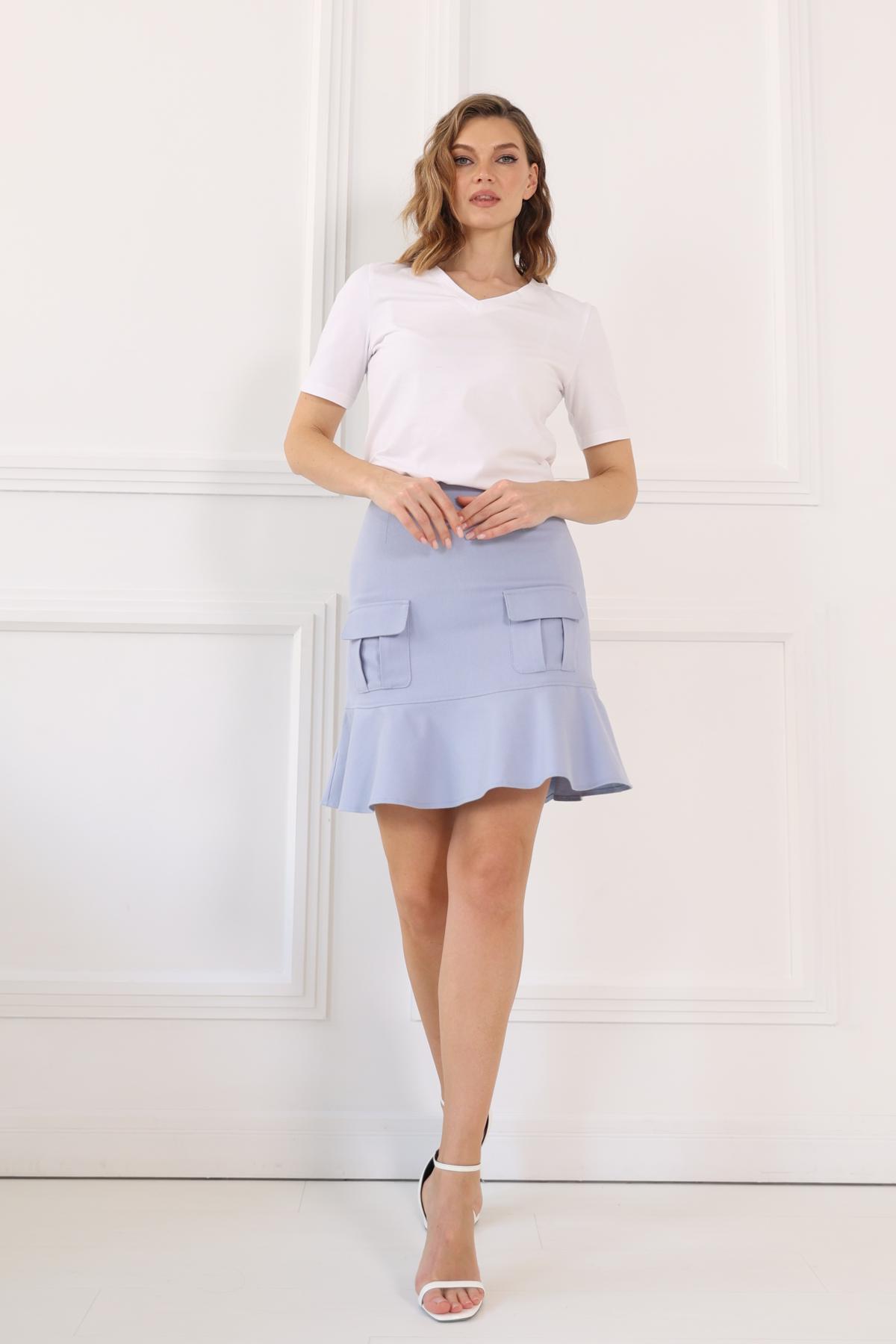 Юбка из джинсы с накладными карманами