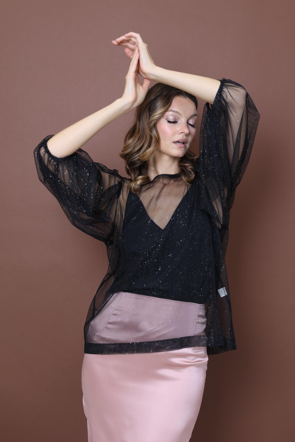 Блузка из фатина с топом в комплекте