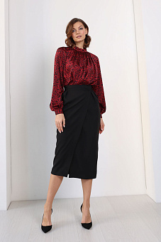 Юбка на запах с защипами на талии