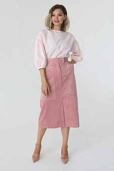 Юбка из вельвета с накладными карманами