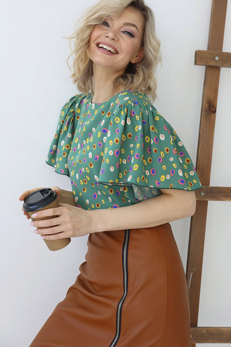 Кожаная юбка мини с молнией