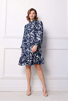 Платье-рубашка с длинным рукавом и оборкой