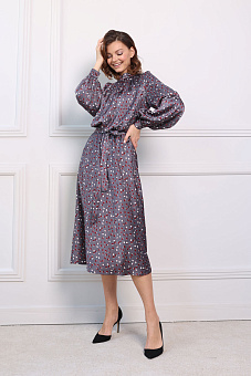 Платье миди из шёлка с юбкой трапеция