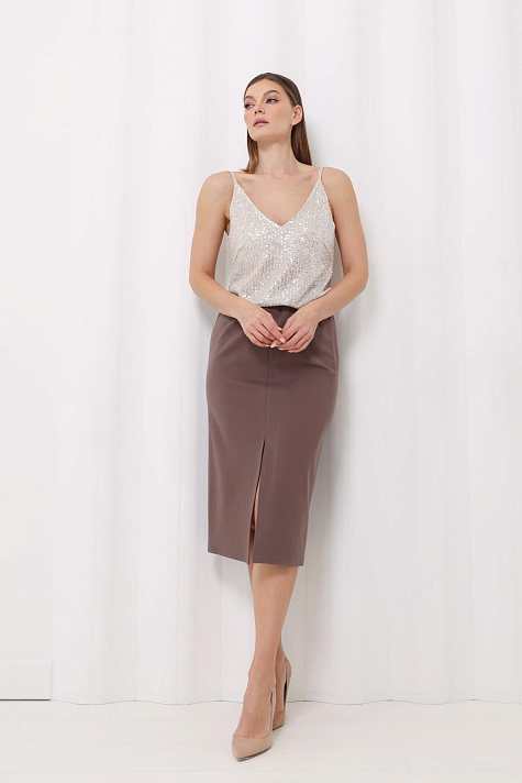 Юбка миди из трикотажа с разрезом